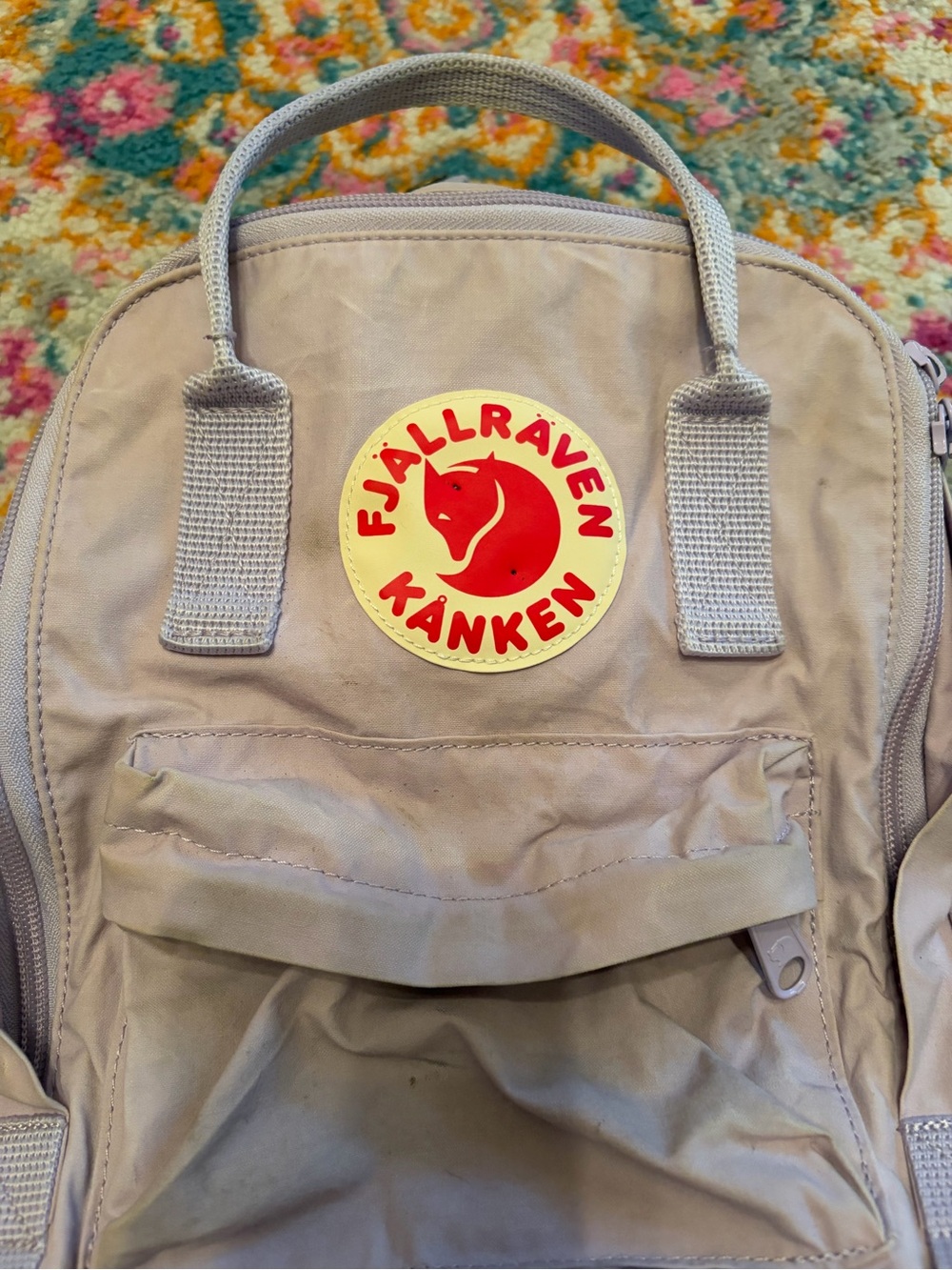 Fjallraven Kanken Mini Backpack - Light Lavender with Red Logo